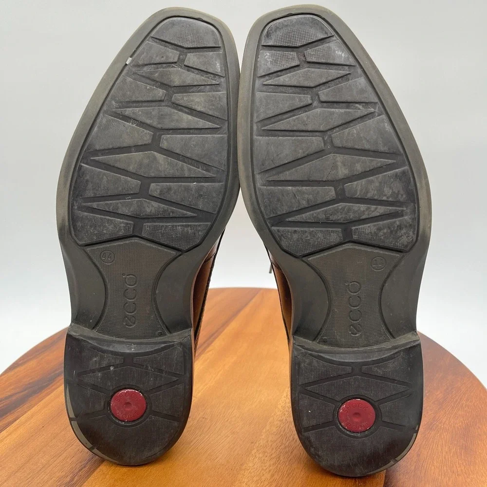 Ecco Shoes Mens 10 Holton Apron Toe‎ Oxford Brown Leather Dress Casual